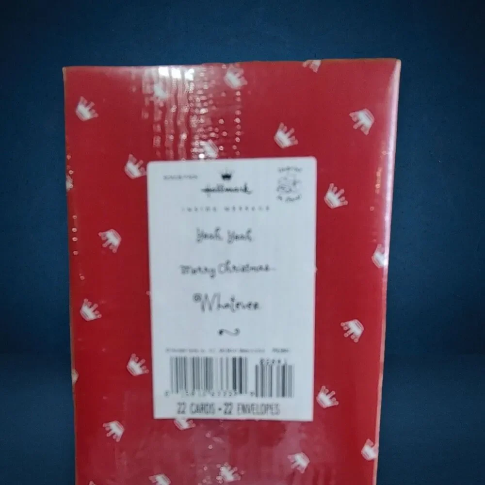 Sealed Vintage Hallmark Black White Cat Santa Claws Merry Christmas Hat 22 Cards